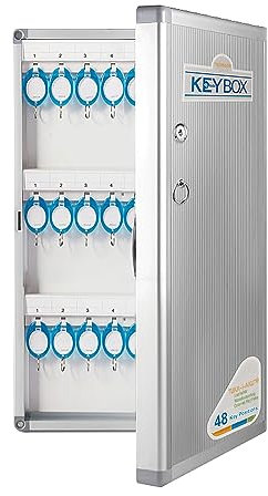 TUKA-i-AKUT Armadietto Portachiavi per 48 Chiavi, Cassetta Portachiavi in ​​Metallo con Portachiavi + Serratura per Montaggio a Parete, Armadi a Chiave in Lega di Alluminio, TKD8650-48