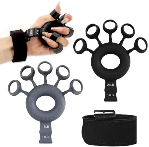 Hand Grip Strengthener,2pcs Entraîneur de Doigts Musculation Renforcement du Grip avec Résistance Réglable avec 4 Niveaux de Résistance pour L'entraînement Musculaire, Soulagement du Stress