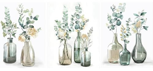 KiKiHong 3 Stück Diamond Painting Erwachsene, Diamond Painting Blumen in Vase Diamond Painting Set DIY Diamant Painting Bilder Malen Nach Zahlen für Wand Dekor 30x40cm