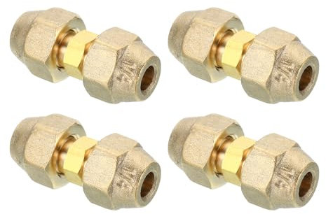 PATIKIL Raccord de Jonction D'Extension de Tuyau, 4 Pièces - Adaptateur de Couplage de Tuyau en Cuivre Sans Soudure avec Écrous à Bride pour Tuyau en Cuivre de Diamètre 1/4 (6,35 Mm)