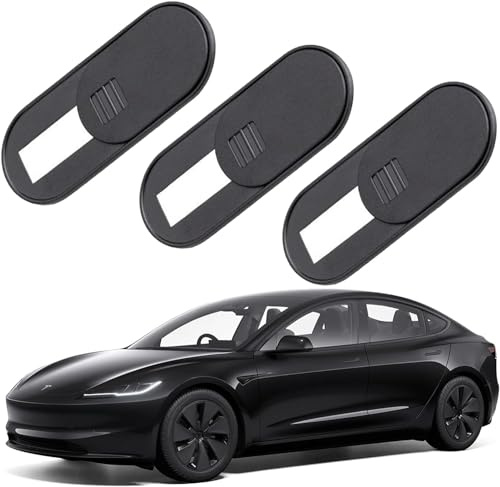 NUCNOK 3 Pezzi Webcam Cover,Ultra Sottile Slider Coperture Fotocamera per Tesla Model 3 / Y,Protegge la Privacy