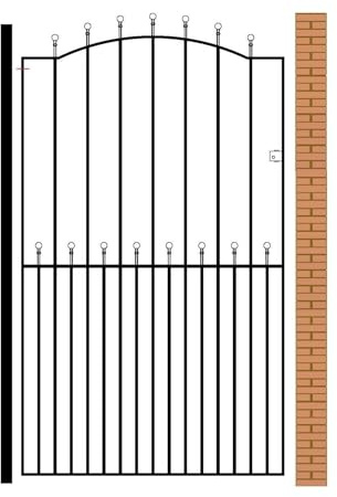 Manor Ball Top Tall Metal Garden Gate Galvanised Wrought Iron Pedestrian Swing Gates (914mm Gap X 1930mm High MAZP32)
