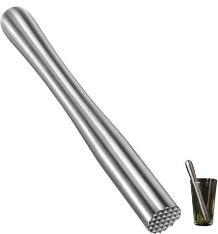 Ginddy Stainless Steel Cocktail Muddler,Bar Muddler for Cocktail Making Home Bar Tool Set Fruit Ice Crusher Barware Cocktail Muddler Mixing Muddler Tools for Mint Fruit Based Drink Bartender Tool