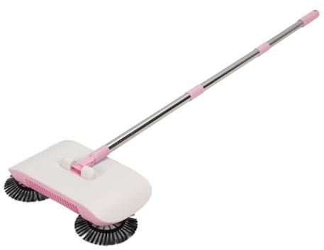 Fockety Nettoyeur de Balayeur de Sol, 2 Po Sweeper en Acier Inoxydable en Acier Inoxydable à 180 Degrés Sweeper de Nettoyage de Sol Dur pour Les Carreaux de Marbre en Bois (Rose)