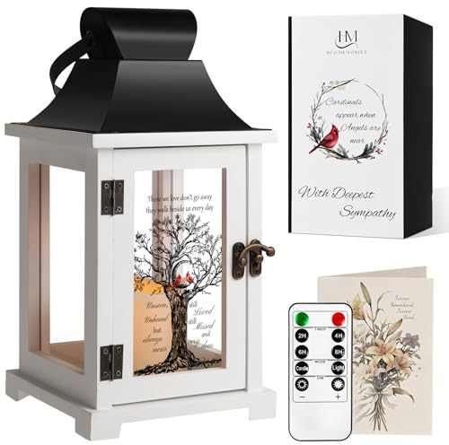 HugMemories Memorial Lantern, Sympathy Bereavement Gifts for Loss of Loved One Mother Father, Sympathy Lantern Thoughtful Funeral Gifts in Memory of Loved One