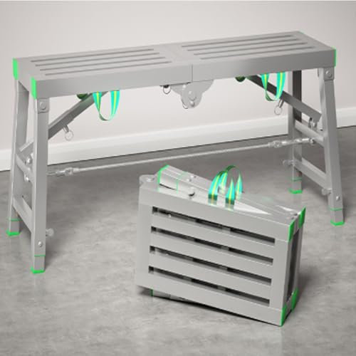 Tragbare Klappbare ArbeitsbüHne, Zusammenklappbare StahlgerüSte Leiter, Tragbares Mehrzweck-KlappgerüSt, GerüSt HöHenverstellbar(Size:140 * 30cm)