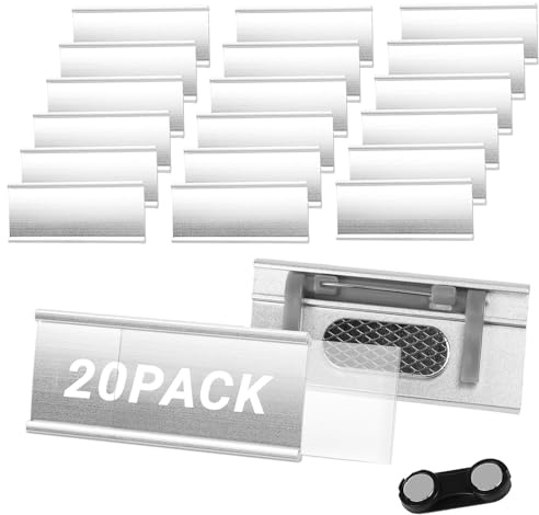 20 x namnskyltar med magnet 72 mm x 31 mm för kläder med nål för fastsättning