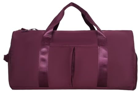 Generisch Sporttasche für Damen und Herren, Reisetasche mit Schuhfach, Wochenend-Reisetasche, Übernachtungstasche für Frauen, Wasserabweisende Krankenhaustasche zum Schwimmen | Weinrot