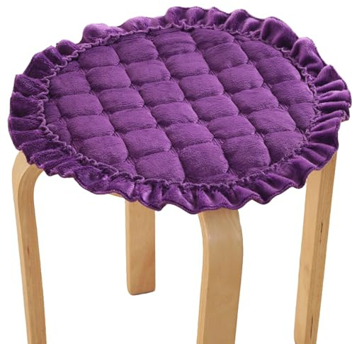 4 Runda Mjuka Sittdynor | Baksida med Gummiprickar och Snodd | Tvättmaskinsäkra | För Olika Stolar (I 45cm/18in)