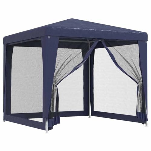 Tonnelle de Jardin, Tente de Réception Pavillon Barnum de Jardin avec 4 parois latérales en Maille Bleu 2,5x2,5 m