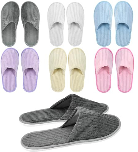 UHETLET 6 Pares Pantuflas Desechables Invitados Zapatillas de casa InvitadosLavables Pantuflas para Invitados para Hombre y Mujer, Zapatillas Antideslizantes para Hotel Spa Casa - 6 Colores, EU 36-44