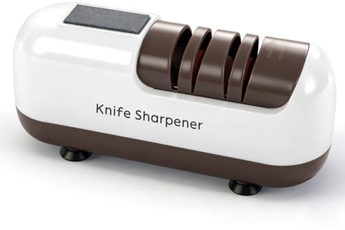 afilador cuchillos electrico, afilador de cuchillos profesional, afilador eléctrico, electric knife sharpener, adecuado para cuchillos de doble bisel y dentados, poco ruido, fácil usar - Blanco
