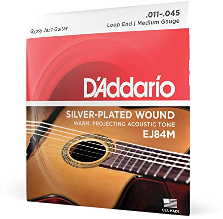 D'Addario Gitarrensaiten Westerngitarre | Gitarrensaiten Akustikgitarre | Acoustic Guitar Strings | EJ84M Gypsy Jazz Nylonsaiten Medium 011' - 045' Loopend