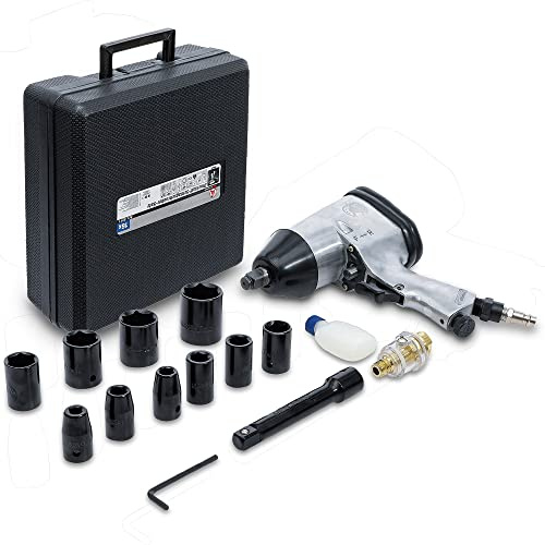 BGS Diy 3211 | Kit avvitatore pneumatico ad impulsi | 12,5 mm (1/2) | 312 Nm | 16 pz.