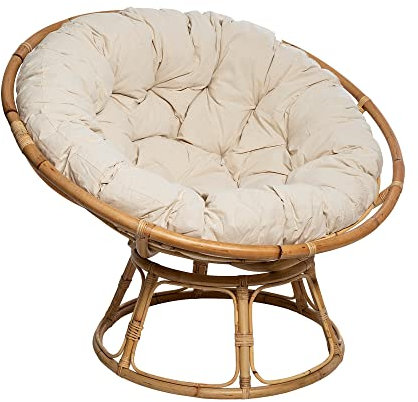 Atmosphera Innenarchitekt - Sessel Seram aus Rattan - Bequemer Stuhl Papasan mit Kissen - Innen und Außen - Gartenmöbel, Terrasse, Balkon, Wohnzimmer