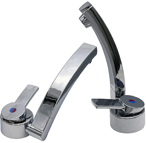 Florenz - Grifo mezclador monomando compacto para autocaravana, camping e interruptor giratorio cromado