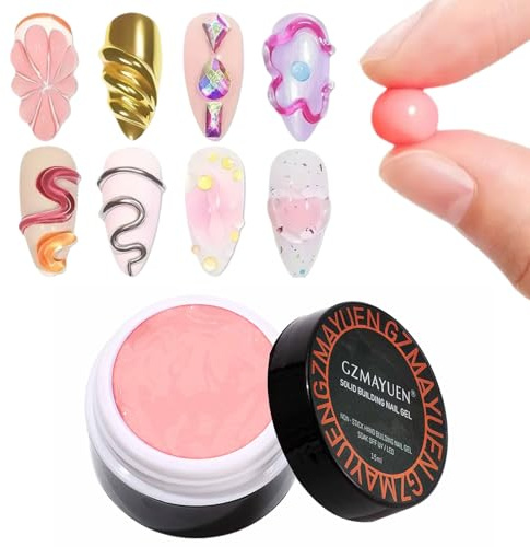 GZMAYUEN Nude 3D Skulptur Nail Gel, 15ML Nude Rosa Festes Gel Nagelverlängerung Nail Builder, 3D Dekoration Nagelskulptur Hartes Gel