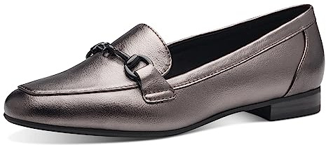 MARCO TOZZI Mocassini Donna con Tacco Eleganti, Argento (Pewter), 37 EU