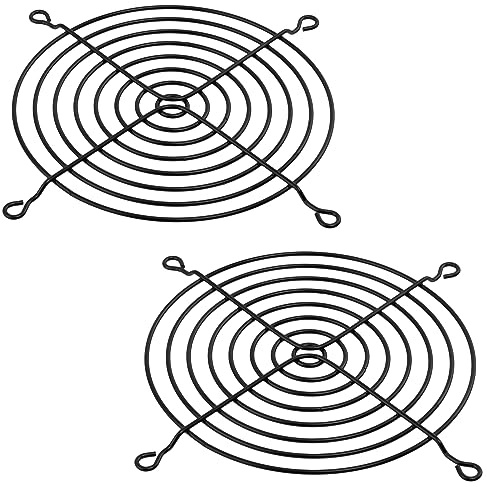 Aerzetix – C15108 – uppsättning med 2 skyddsgaller för datorfläkt 120 x 120 mm – av metall – färg svart