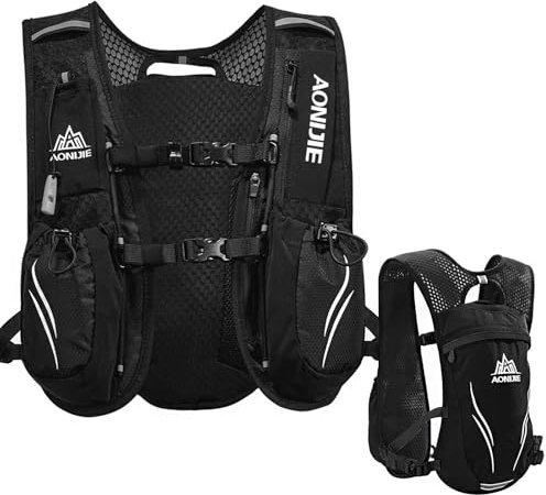 Ultralight 5L Laufwestefür Damen Herren,Funktionell Laufweste Damen mit 1.5L Trinkblase,Atmungsaktiv Verstellbar Trinkweste Laufen (Black)