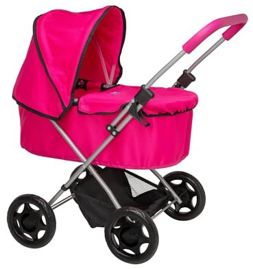 Chicco Amore Buggy | Toy Travel Flat Folding Pram | Kids Travel System With Adjustable Hood & Under Seat Storage | Pushchair & Pram Toys For Kids Boys & Girls Ages 3+ (Pink)