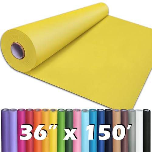 PerkHomy Lemon Yellow Kraft Paper Roll 36 x 1,800 (150') for Gift Wrapping Bouquet Flower Art Painting Craft Writing Packaging Shipping 80GSM 55LB (Lemon Yellow, 36 x 150')