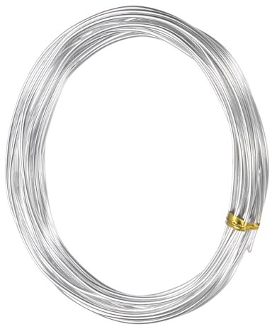 M METERXITY 1,5 mm Bonsai-Trainingsdraht, 16,4 Fuß Gesamtlänge eloxierter Aluminium-Bonsaidrähte für die Formgebung von Bonsaibäumen/Astfixierung/Stammhaltung/DIY-Basteln [Silber]