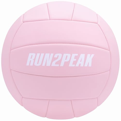 RUN2PEAK Soft Pink Volleyball Ball for Indoor Outdoor Beach Pool Game Play Volley Balls for Adult Team Beginners PU Training Practice Volley Ball Official Size 5 All Pink