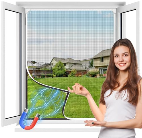 MLEJU Moustiquaire Fenêtre Magnétique, 130x150 cm en Fibre de Verre, DIY Taille Ajustable, Cadre Détachable, Moustiquaire Fenêtre Sans Perçage, Adaptée aux Fenêtres de Toit et Chambres