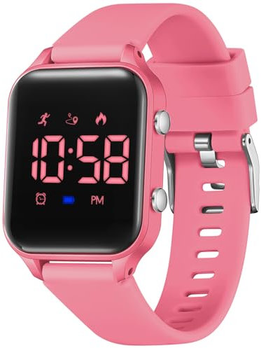Timever Relojes digitales para niños y niñas, reloj deportivo con rastreador de fitness, podómetro, despertador, cronómetro, no necesita aplicación, reloj impermeable para niños, regalo para