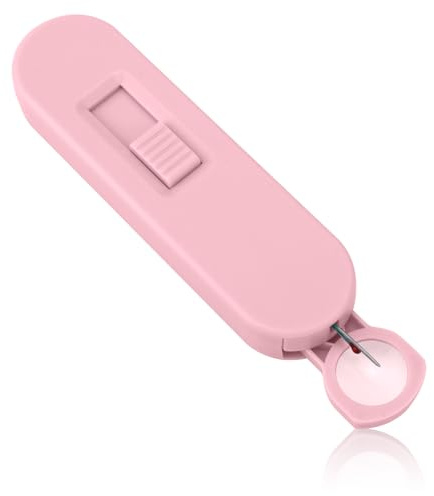 Descosedor con Lupa y Aguja Retráctil, Herramienta para Quitar Puntos con Lente 1.5X Cortador de Hilos Ergonómico para Costura, Acolchado, Bordado, Patrones (Rosa)