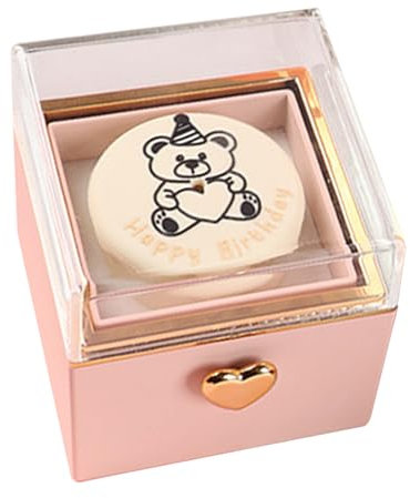 Boîte à bague de mariage – Plateau à gâteau rotatif en bois | Récipient à gâteau | Boîte à gâteaux réversible | Boîte à gâteaux réversible | Ours réversible pour gâteaux, bijoux, accessoires de