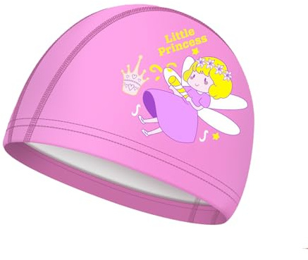 SSKHE Cuffia da Bagno per Bambini per Ragazzi e Ragazze, Cuffia da Nuoto in PU Impermeabile e Confortevole per Bambini/Ragazze con Capelli Lunghi di 3-18 Anni (Rosa)
