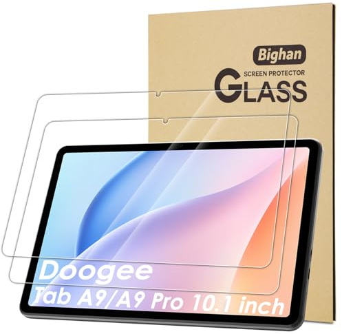 Bighan Protector de Pantalla Compatible para DOOGEE A9/A9 Pro 10.1, 2 Pack Cristal Templado, dureza 9H, antiarañazos, sin burbujas