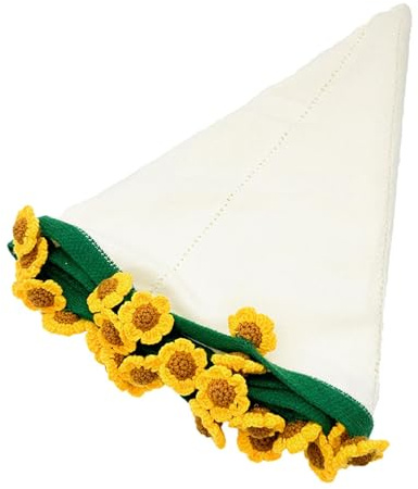 PawwJoy Manta de punto con diseño floral de ganchillo, material acrílico para sofá, cama, decoración del hogar, regalo del día de San Valentín, color amarillo, 80 cm de diámetro