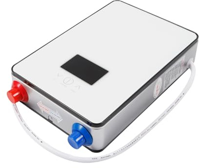 Scaldabagno istantaneo digitale senza serbatoio, scaldacqua elettrico con display digitale per bagno e doccia, adatto per bagno, hotel e saloni di bellezza, 18,6x27,7 cm, bianco