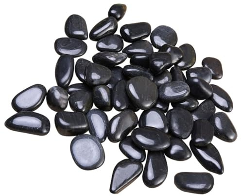 JOINPAYA Piedras naturales pulidas para acuarios y decoración de macetas, guijarros negros 2-4 cm, set de 2 kg para embellecer jardines y tanques de peces