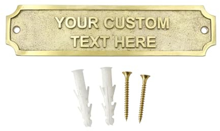 Custom Engraved Solid Brass Name Plate – Personalized Door Plaque 5 x 22 cm – Custom Text Sign for Home, Office, Desk, Wall, & Gift Display
