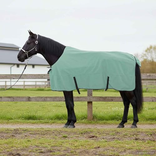 Kaloriko Hästfilt full aqua av polyester storlek med ventilerande fleecefoder vindtät och slitstark för vinterstall, vide, utomhus, skydd mot kyla och regn