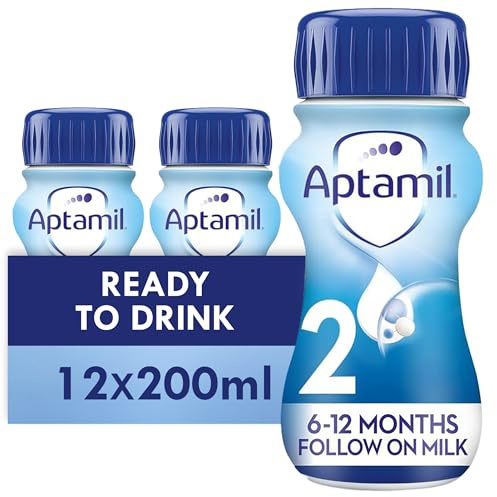 Aptamil 2 Follow On Baby Milk Ready to Use Liquid Formula, 6-12 Months, 200ml (Pack of 12)