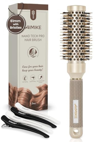 AIMIKE Spazzola rotonda per capelli, in nano ceramica termica e tecnologia ionica, spazzole rotonde per asciugatura con setole di cinghiale, spazzola cilindrica per acconciare, arricciare, aggiungere