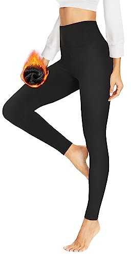 HLTPRO Thermo Leggings Damen Gefüttert Im Winter, High Waist Thermoleggings Warm Thermohose Blickdicht Strumpfhose Für Sport(Schwarz,L/XL)