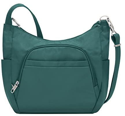 Travelon Anti-Theft Classic Crossbody Bucket Bag, Bolsa Cruzada Tipo Cubo Unisex Adulto, Verde Oscuro, Talla única