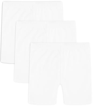 Auranso Girls Bike Shorts Cartwheel Breathable and Safety Biker Under Dress Dance Shorts White 7-8 Years