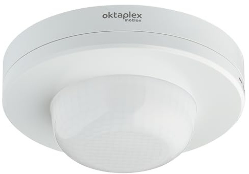 Oktaplex 2er Set Pia Präsenzmelder Aussen & Innenbereich 360° Infrarot Bewegungsmelder IP65 230V Aufputz Bewegungssensor weiß