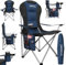 24MOVE® Campingstuhl faltbar bis 150 kg, Faltstuhl Angelstuhl Klappstuhl Gepolstert mit Armlehnen, Getränkehalter + Tasche mit hoher Rückenlehne, Strandstuhl, Klapphocker, blau