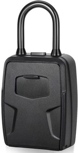 AceMining Cassetta di Sicurezza per Chiavi, Cassaforte per Chiavi Montata a Parete con Maniglia Rimovibile, Impermeabile Cassetta Portachiavi con 4 Codice Combinazione per Casa Garage Nero