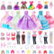 Vicloon 32 Kleidungsstücke für Puppen,Puppenkleidung,Kleidung Schmuck Zubehör Hochzeit Party Abendkleider für Puppen,2 Kleider,2 Abendkleider,2 Badenanzug,2 Top & Hosen,10 Schuhe,12 Zubehör