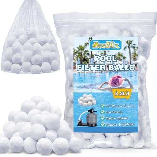 ZeeDix 1460g Pool Filter Balls for Sand Filter Pump, New Upgrade Efficient Swimming Pool Filter Sand Alternative (Equals 45kg Pool Filter Sand), Reusable Eco-Friendly Fiber Filter Media Balls