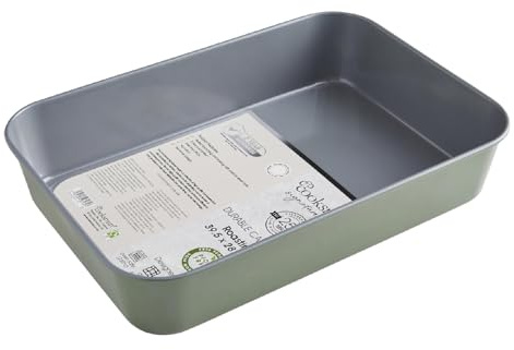 Cooksmart Signature Roasting Tin 39cm – Cast Aluminum | PFOA-Free Non-Stick Coating | Induction Compatible | Dishwasher Safe | Elegant Green Finish | Ideal for Roasting & Baking